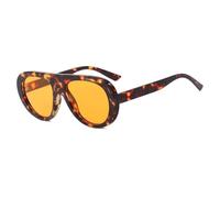 TYUVIVO Lunettes de soleil vintage à dessus plat pour femmes et hommes, tendance, luxe, punk, plein air (orange léopard)
