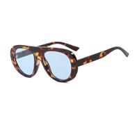 TYUVIVO Lunettes de soleil vintage à dessus plat pour femmes et hommes, tendance, luxe, punk, plein air (bleu léopard)