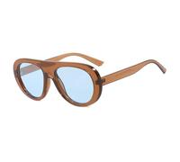 TYUVIVO Lunettes de soleil vintage à dessus plat pour femmes et hommes, tendance, luxe, punk, plein air (bleu thé)