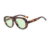 TYUVIVO Lunettes de soleil vintage à dessus plat pour femmes et hommes, tendance, luxe, punk, plein air (vert léopard)