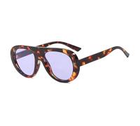 TYUVIVO Lunettes de soleil vintage à dessus plat pour femmes et hommes, tendance, luxe, punk, plein air (léopard violet)