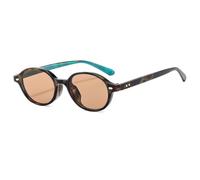 TYUVIVO Lunettes de soleil vintage à monture ovale, verres rétro tendance, UV400 (thé léopard)
