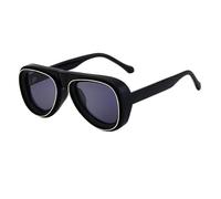 TYUVIVO Lunettes de soleil vintage pour femmes et hommes, monture concave, style punk, luxe, populaire, grande monture (noir, argent, noir)