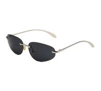 TYUVIVO Lunettes de soleil vintage rivetées en métal sans monture pour femmes et hommes, style punk, luxe, UV400 (argent noir)