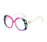 TYUVIVO Lunettes rondes anti-lumière bleue à imprimé léopard, style double cœur, unisexe (violet)