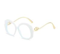 TYUVIVO Lunettes rondes anti-lumière bleue à imprimé léopard, style unisexe avec double cœur (blanches)