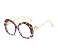 TYUVIVO Lunettes rondes anti-lumière bleue à imprimé léopard, style unisexe double cœur (léopard violet)