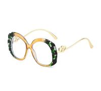 TYUVIVO Lunettes rondes anti-lumière bleue à imprimé léopard, style unisexe double cœur (vert thé)