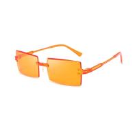 TYUVIVO Mode Vintage Couleurs Lunettes De Soleil Femmes Sans Monture Rectangle Ombre Dégradé Lunettes D'été UV400 Lunettes De Soleil De Voyage en Plein Air, Orange Rouge, Taille Unique