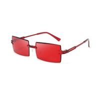 TYUVIVO Mode Vintage Couleurs Lunettes De Soleil Femmes Sans Monture Rectangle Ombre Dégradé Lunettes D'été UV400 Lunettes De Soleil De Voyage en Plein Air, Rouge Vif, Taille Unique