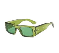 TYUVIVO Petites lunettes de soleil rectangulaires pour femmes et hommes, de voyage, de luxe, UV400 (vertes)