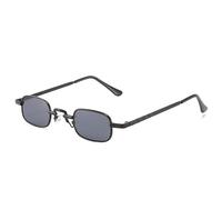 TYUVIVO Petites lunettes de soleil rectangulaires pour femmes et hommes, mode rétro, monture en métal, lunettes de soleil vintage punk, lunettes UV400, noir gris, taille unique