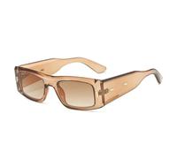 TYUVIVO Petites lunettes de soleil rectangulaires pour femmes et hommes, verres de voyage de luxe pour hommes et femmes, UV400 (marron)