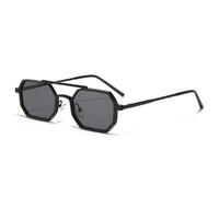 TYUVIVO Rétro Double Ponts Hommes Polygone Petites Lunettes De Soleil Carrées Mode Clair Océan Dégradé Verres Lunettes Femmes Monture en Métal, Noir Violet, Taille Unique