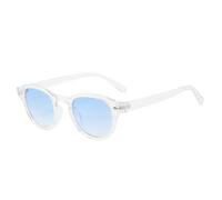 TYUVIVO Rétro Ovale Hommes Rivets Lunettes De Soleil Mode Clair Océan Dégradé Verres Lunettes UV400 Femmes Tendance Jaune Bleu Lunettes De Soleil, Transparent Bleu, Taille Unique
