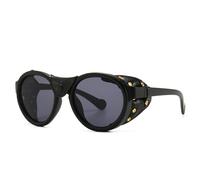 TYUVIVO Steam Punk Ovale Coupe-Vent Lunettes De Soleil Hommes Femmes Mode Nuances UV400 Vintage Lunettes, C6 Noir, Taille Unique