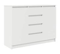 TYVANDE Buffet avec tiroirs blanc 100,5 x 35 x 76 cm en bois multicouche | 2 portes, étagères intérieures, tiroirs spacieux, bois technique, fixation murale incluse, salle à manger, bureau à domicile