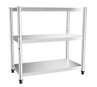 Tyvotrend Étagère de rangement en acier inoxydable 201 pour charges lourdes avec structure à trois niveaux - Hauteur réglable - Pour cuisines, cantines, restaurants, balcons
