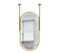TYXFSMYXGS Miroir de Plafond Double Face avec éclairage LED, Miroir Ovale Suspendu éclairé avec Bras réglable, Miroir Mural Tactile à intensité Variable pour Salle de Bain, entrée et Salon. Yellow