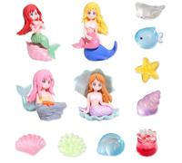 TYXHXTF 12PCS Decoration Jardin Exterieur, Sirène Figurine Décorative, Jardin Statue, Vie Marine en RéSine Décor, pour Extérieur Jardin Cour Pelouse Décoration