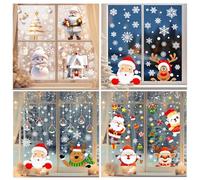 TYXHXTF 16 Feuilles NoëL Autocollants Fenetre, Double Face Amovibles DIY Fenêtre Stickers, Renne Père Noël Flocon de Neige PVC Stickers pour Deco NoëL Intérieur, 20 * 30cm