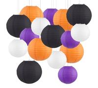TYXHXTF 16Pcs Lanterne en Papier Halloween, Boule Ronde Suspendue, Décorative pour Fêtes et Événements