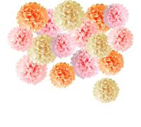 TYXHXTF 16Pcs Pompons Papier de Soie, Orange, Suspension Boule de Fleur en Papier, Decoration Bapteme, pour Fête et Mariage, Fête d'Anniversaire