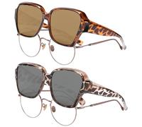 TYXHXTF 2 Pcs Surlunettes de Soleil Polarisées Femme Homme, Contre l'Eblouissement Ultra Légères pour Conduite, Sur Lunette de Soleil avec Protection UV