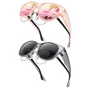 TYXHXTF 2 Pcs Surlunettes de Soleil Polarisées Femme Homme, Sur Lunette de Soleil avec Protection UV, Contre l'Eblouissement Ultra Légères pour Conduite (transparent)