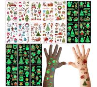 TYXHXTF 20 Feuilles Tatouage Noël Enfant, Tatouage Paillette Enfant Noël, Tatouages Ephémères pour Fille Garçons, Décorations de Fête de Noël