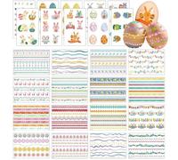 TYXHXTF 26 Feuilles Pâques Tatouage, Tatouage Temporaire Enfant, Décoration de Pâques Autocollants pour Enfants DIY Craft Art, Oeuf, Lapin, Fleur