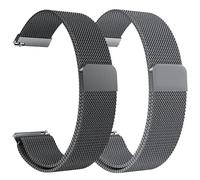 TYXHXTF 2Pcs Bracelet de Montre 20mm pour Homme Femme, Boucle Réglable, Montre Connectée et Montre Traditionnelle Dégagement Rapide (Noir + Gris Foncé)