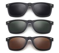 TYXHXTF 3Pcs Clip Lunettes de Soleil Polarisées, Surlunettes De Soleil, Clip Solaire pour Lunettes De Vue pour Hommes Femmes, Convient à la Plupart des Surlunettes, pour les Activités de L'extérieur