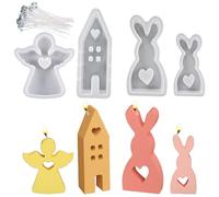TYXHXTF 4 Pcs Moule Silicone Bougie, Résine Moules en Silicone pour Lapin de Pâques, Kit Bougies a Faire Soi Meme, Pour la Fabrication de Bougies, Savon, Décoration de Pâques, Décoration D'intérieur