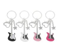 TYXHXTF 4 Pièces Porte-clés Guitare, Porte-Clés, Porte-clés Rock, Pendentif Clé, Instrument de Musique Porte-clés, Musique Pendentif, pour Décoration Cadeau