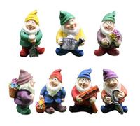 TYXHXTF 7 Pièces Nains de Jardin, Statue Gnomes Fée Miniature, Ornements Figurine Nains Mignons, pour Décoration de Table et Jardin pour Vacances