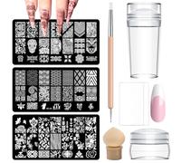 TYXHXTF 9 PièCes Nail Art Stamper,Ensemble Tampons En Silicone Transparent Nail Art,French Manucure,Kit Nail Art Outils Manucure,Outil D'Impression De Manucure Bricolage Accessoires D'Art D'Ongle