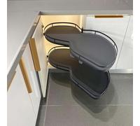 TYXQFKDM Panier d'angle avec mécanisme de base amovible pour cuisine rembourrée - Plateau à 2 niveaux pour armoire de cuisine d'angle (extractible à partir de la gauche)