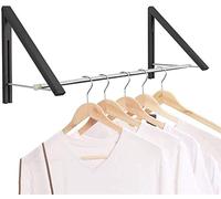 TYXTYX Porte-vêtements rétractable, Porte-Cintre Mural pour Support de séchage Pliant de buanderie, Porte-vêtements en Alliage d'aluminium Cintre Mural, Noir