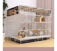 TYYCKJ Cage à Lapin à 2 Niveaux, Cage métallique d'intérieur avec Porte et échelle, enclos Amovible pour Lapin, Furet et Cochon d'Inde (Blanc, 70 x 50 x 60 cm / 28 x 20 x 24 Pouces)