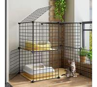 TYYCKJ Enclos pour Chat, Cage de Transport Rigide pour Chat, Cage pour Chinchilla, Cage d'extérieur pour Chat, Grande Maison Pliable pour Chat d'intérieur, livrée avec échelle et hamac (Dimensions