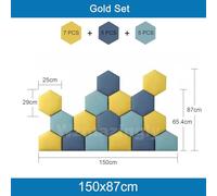 TYYCKJ Ensemble de 17 Panneaux muraux rembourrés Autocollants pour Chambre d'enfant - Stickers de tête de lit 3D en Tissu Anti-Collision, Couleur Or, 150 x 87 cm - Protection Murale décorative pour