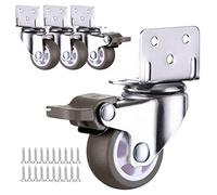 TYYCKJ Heavy Duty 360° Swivel Rubber TPE Casters with L Shaped Plate (2.5cm 3.2cm 3.8cm 5.1cm) Set of 4 Silent Wheels for Carts and Furniture