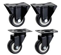 TYYCKJ Heavy Duty Rubber Furniture Casters Industrial Wheels with Brake (2 Fixed 2 Swivel 1.5 inch) Durable Rolling Cart Accessories for Easy Mobility