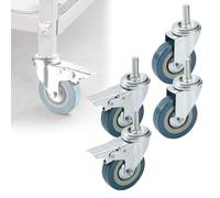 TYYCKJ Heavy Duty Swivel Casters 4 Pack for Small Furniture PVC Furniture Wheels with Threaded Stem and Brake Secure Locking Casters for Easy Mobility