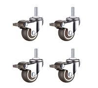 TYYCKJ Lot de 4 roulettes pivotantes avec Frein, roulettes de Rechange en Caoutchouc de 25 mm/32 mm, boulons M6 x 15 mm, roulettes silencieuses pour Meubles, capacité de Charge de 45 kg pour chario
