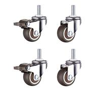 TYYCKJ Lot de 4 roulettes pivotantes en Caoutchouc de 25 mm/32 mm avec boulons M6 x 15 mm, roulettes de Remplacement silencieuses pour Meubles avec Frein, capacité de Charge de 45 kg, idéales pour