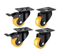 TYYCKJ roulettes pivotantes Robustes 1,5"/2" - roulettes pivotantes silencieuses en PU avec Double roulement et Frein pour canapé, Chariot, établi et équipement Industriel - Lot de 4