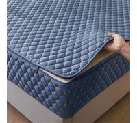 TYYUETY Housse de Matelas de Protection avec Fermeture éclair, Housse de Matelas Monobloc avec Taille Personnalisable, Housse de Matelas Amovible et Lavable-Blue- 90x190+15cm
