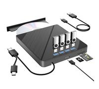 TYYWGD Lecteur CD/DVD externe 7 en 1 pour ordinateur portable, graveur de CD, lecteur optique CD/DVD +/-RW, graveur de CD/DVD +/-RW, graveur de CD ROM pour ordinateur portable, ordinateur de bureau